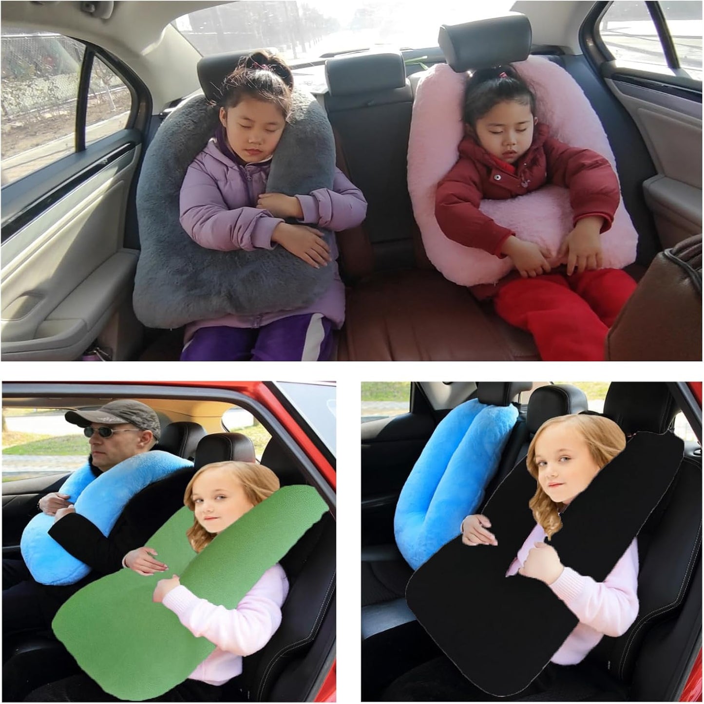 Travel Pillow Car Pillow Kid Car Sleeping The Sleeping Aid for Adults and Kids on Road Trips Sponge Kids Travel Pillow Provides Body and Head Support Black