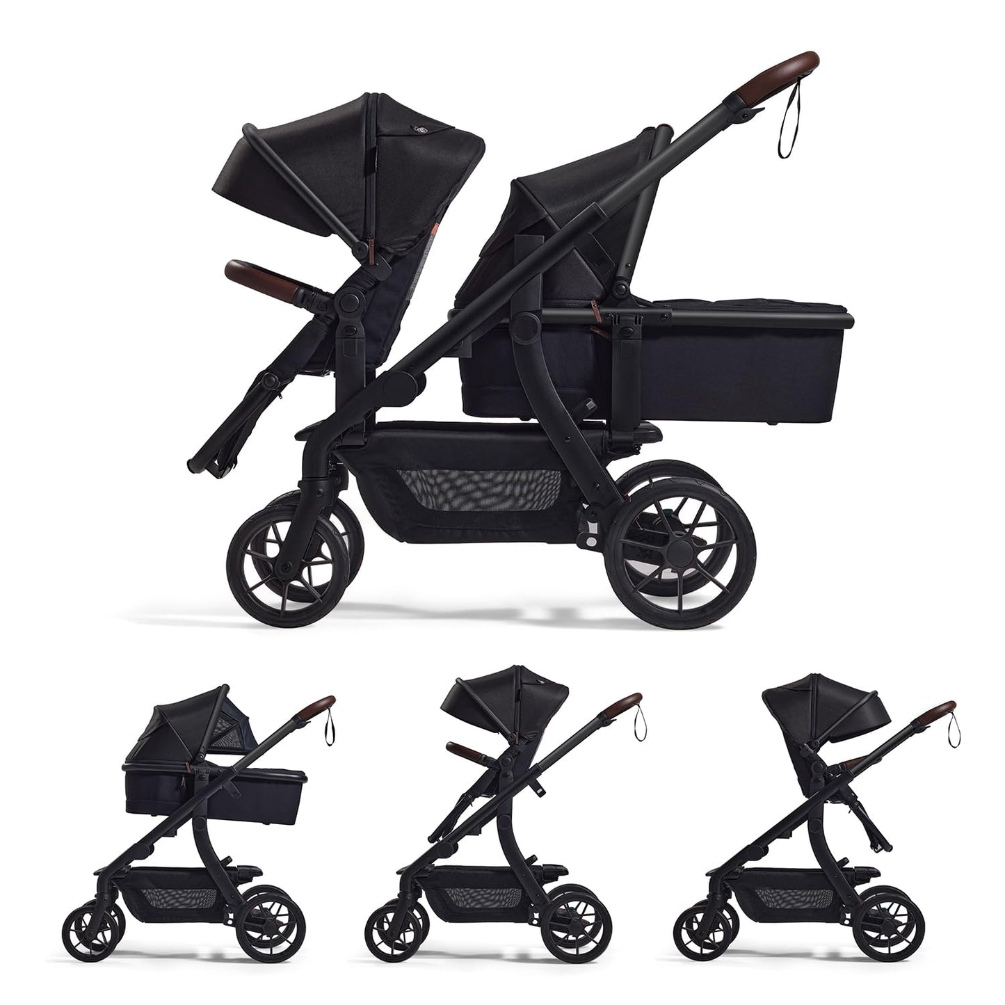 Momcozy ChangeGo Baby Stroller, Convertible Single-to-Double-to-Wagon Stroller with 23 Configurations, Seat Included, Large PU Wheels, All-Wheel Suspension ＆ Extendable UPF50+ Canopy