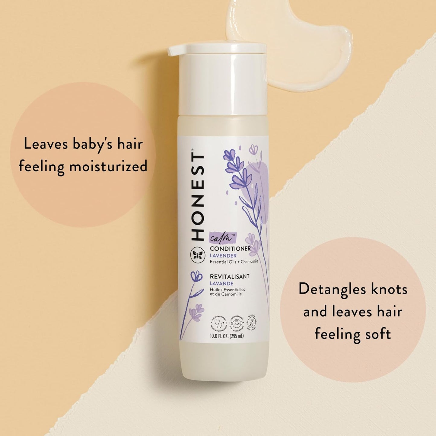 The Honest Company Silicone-Free Conditioner & 2-in-1 Cleansing Shampoo + Body Wash Duo | Gentle for Baby | Naturally Derived | Lavender Calm, 20 fl oz