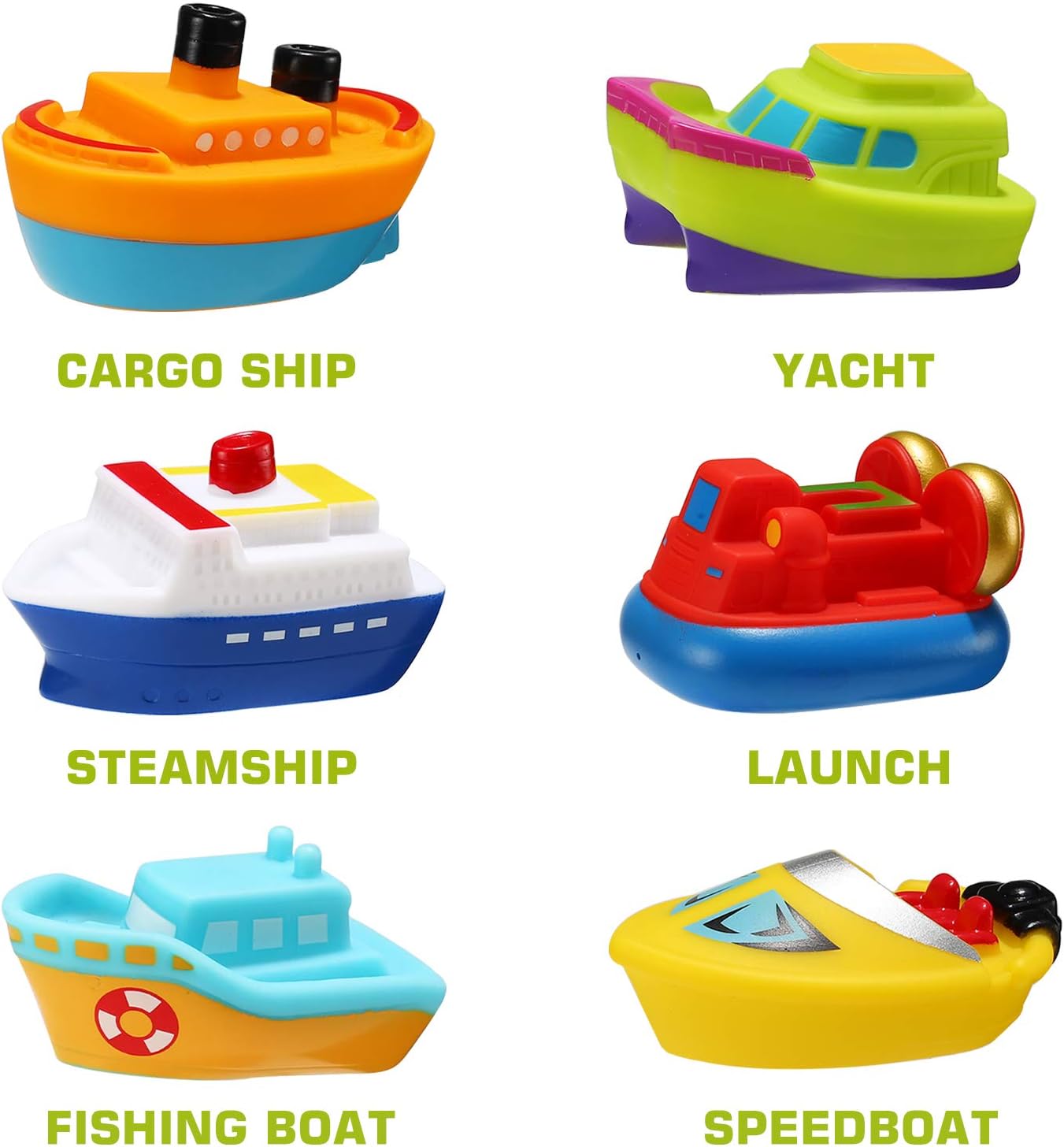Bath Toys, 6 Packs Light up Boat Floating Rubber Set, Flashing Color Changing Light in Water, Tub Gift for Baby Infant Toddler Child Kid, Bathtub Ship Toy for Bathroom Shower Game Swimming Pool Party