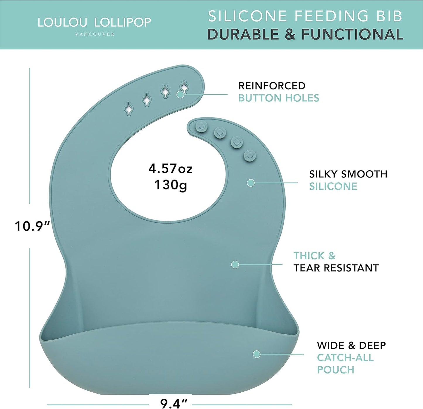 Loulou Lollipop Soft, Waterproof Silicone Feeding Bib