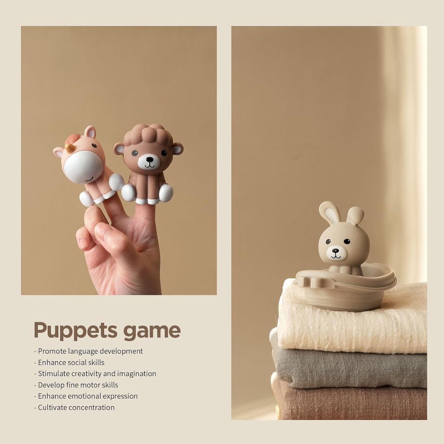 Nueplay Bathtub Toys for Toddlers 18M+，Baby Bath Toys with Animal Finger Puppets， Stackable Boat Train ，Gift for Baby & Toddlers Set of 12