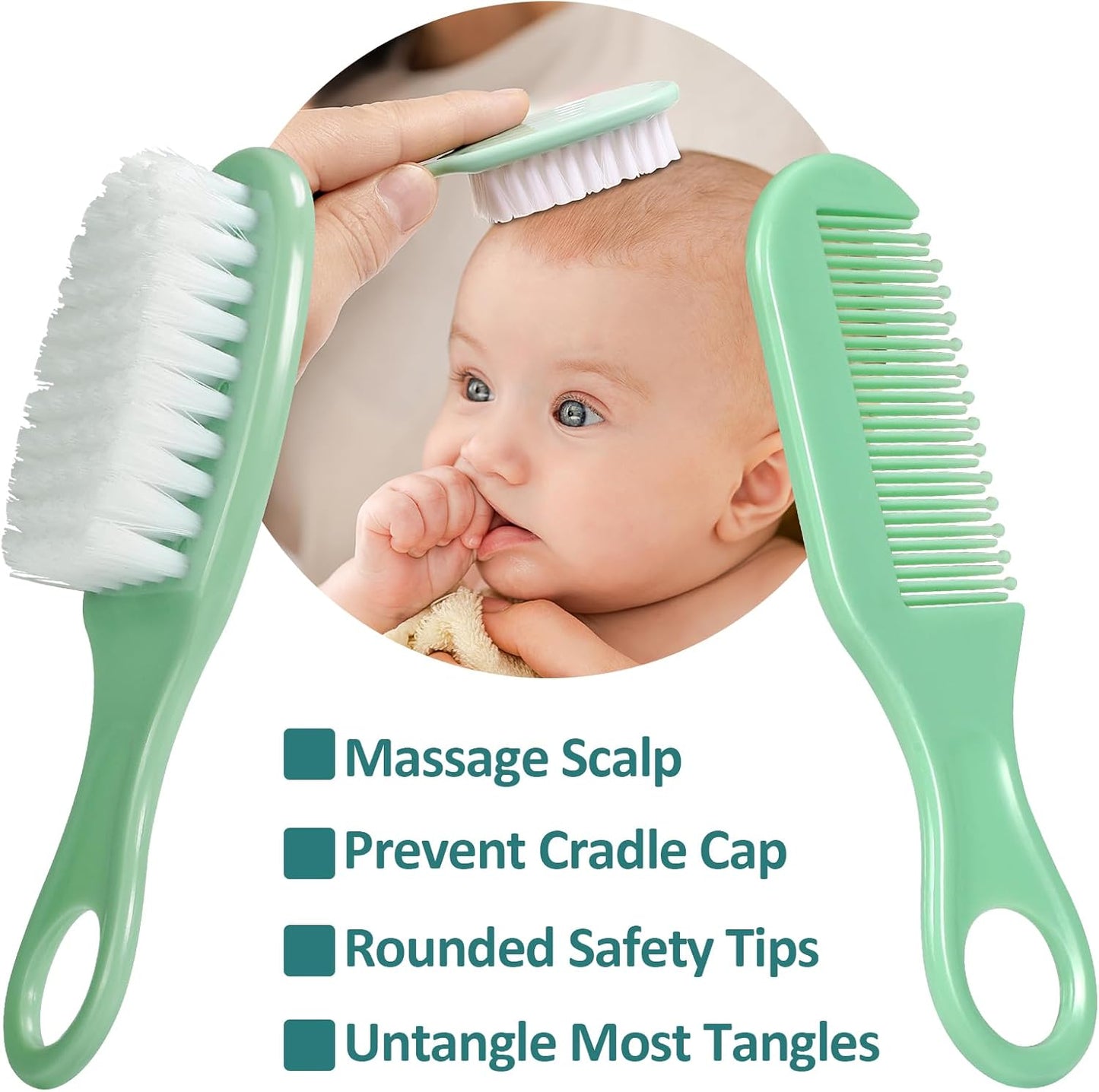 Baby Grooming Kit, Infant Safety Care Set with Hair Brush Comb Nail Clipper Nasal Aspirator,Baby Essentials Kit for Newborn Girls Boys (Green)