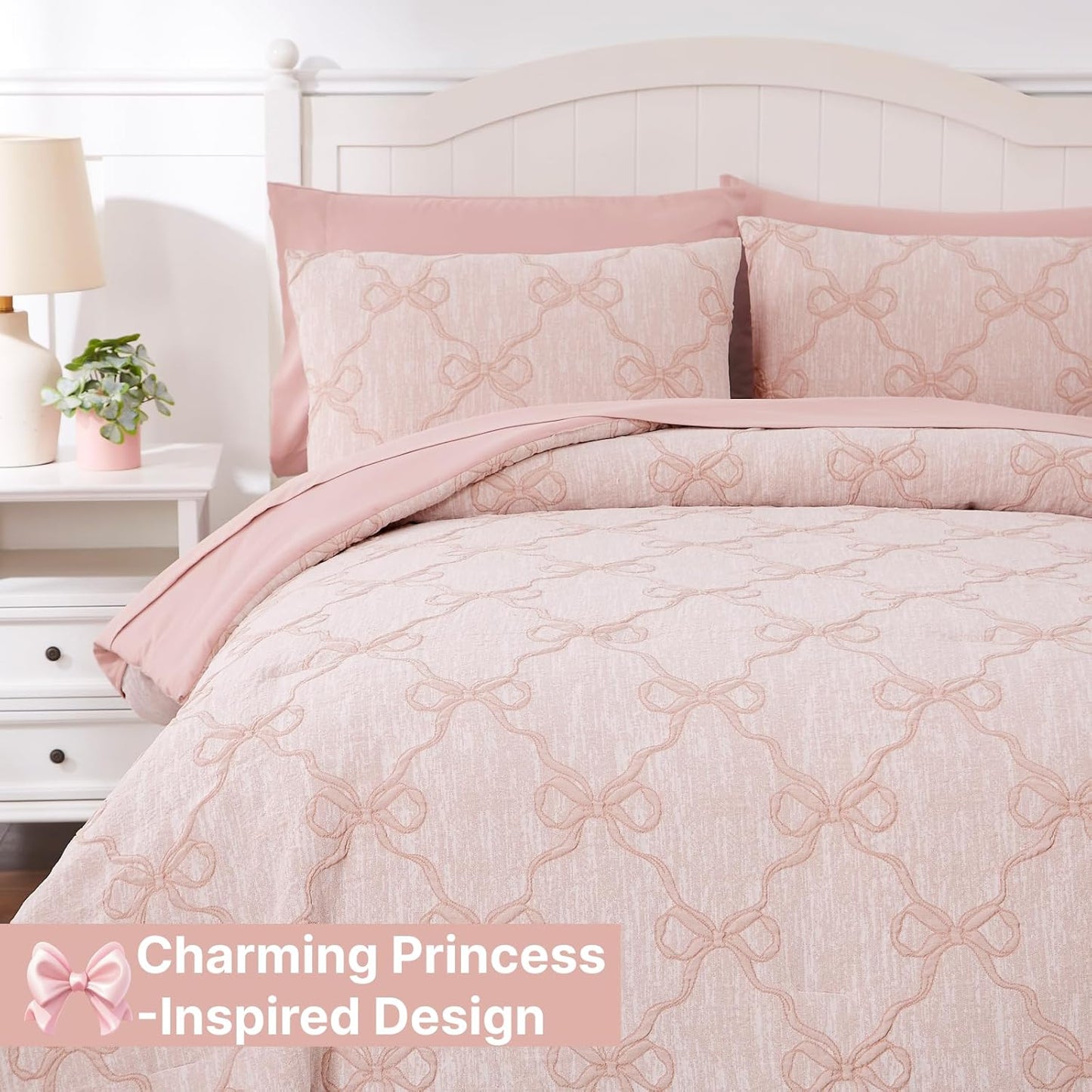 Full Size Comforter Sets with Sheets for Girls-7 Pieces Full Size Bedding Sets with Pink Comforter, Sheets, Pillowcases & Shams for Kids (Pink Diamond, 76" X 86")