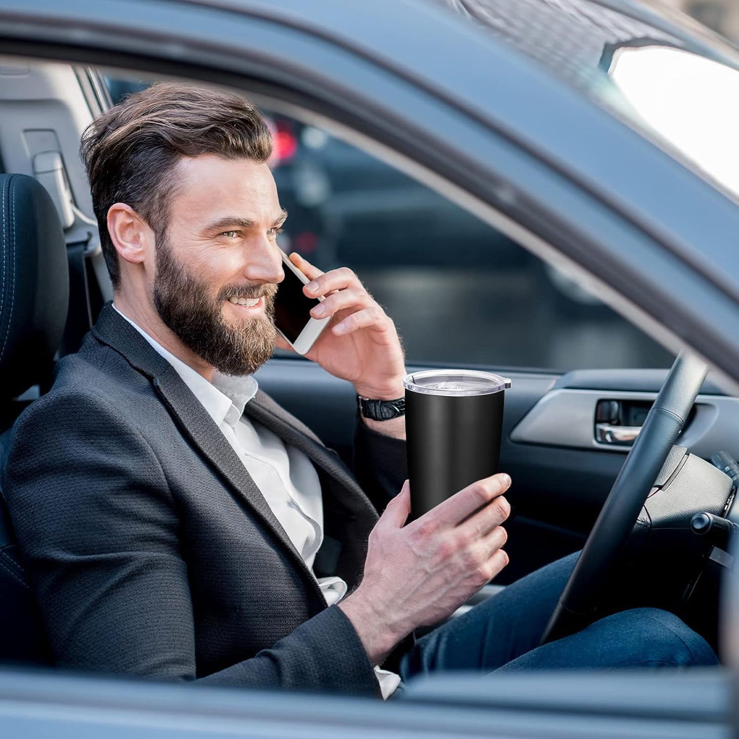 VEGOND 20oz Tumbler Bulk with Lid and Straw 6 Pack, Stainless Steel Vacuum Insulated Tumbler, Double Wall Coffee Cup Travel Mug, Black