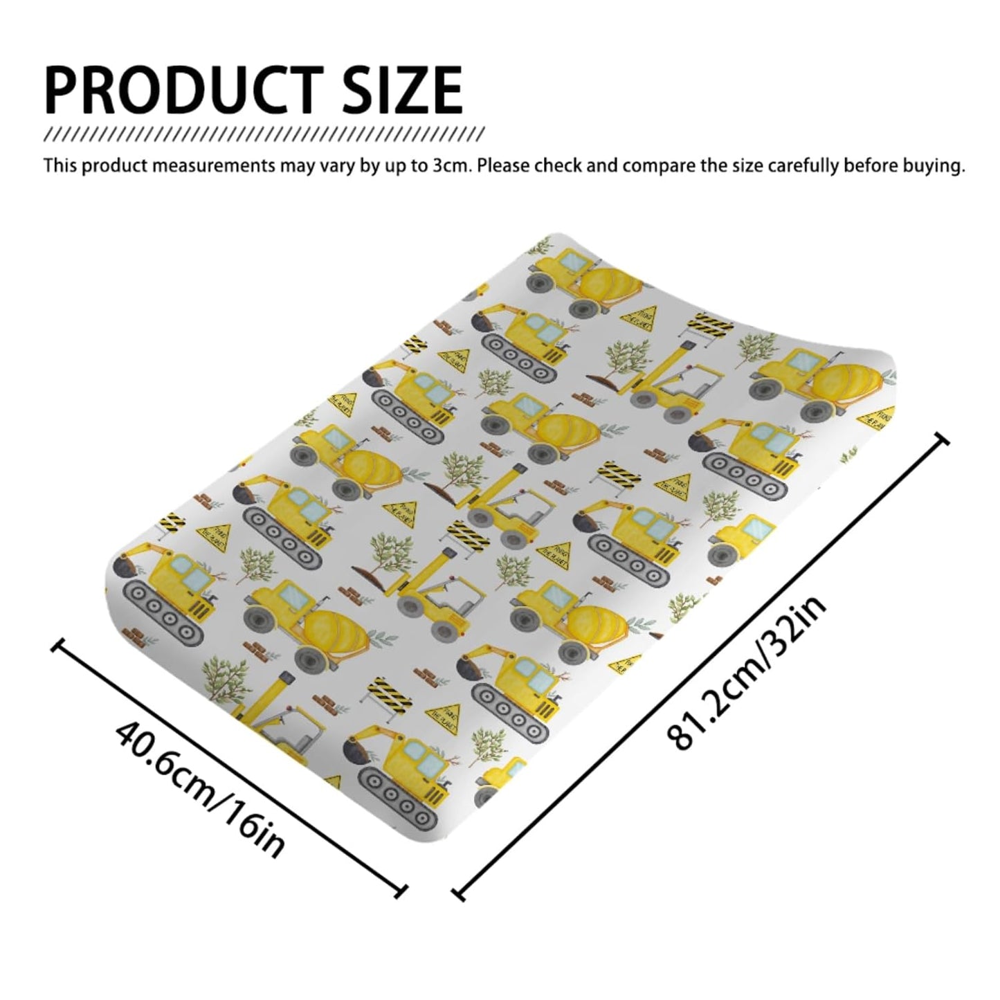 Construction Truck Excavator Tractor Trees Changing Pad Cover Cute Construction Trucks Plants Fitted Baby Change Table Sheets for Boys Girls Soft Stretch Fitted Changing Table Mats Cover 32''x16''