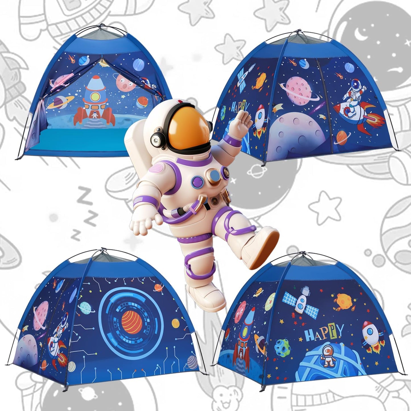 Space World Play Tent Galaxy Dome Playhouse for Boys and Girls Imaginative Play-Astronaut Space for Kids Indoor and Outdoor Fun, Perfect Kid’s Gift- 47" x 47" x 43"