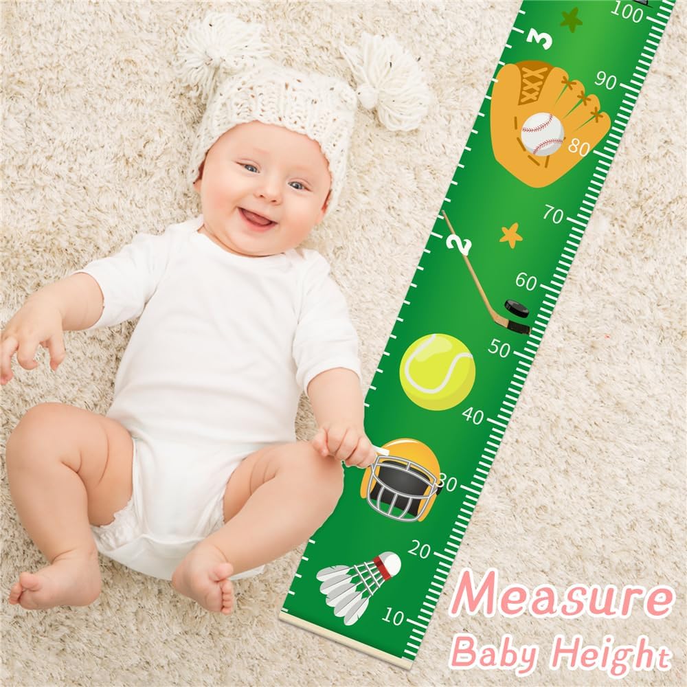 Baby Height Growth Chart - Canvas Height Chart for Kids Baby Child Toddler Boys Girls Growth Chart for Wall Room Nursery Decor Hangable and Removable Measuring Wall Ruler (Mermaid, Beige Wood)