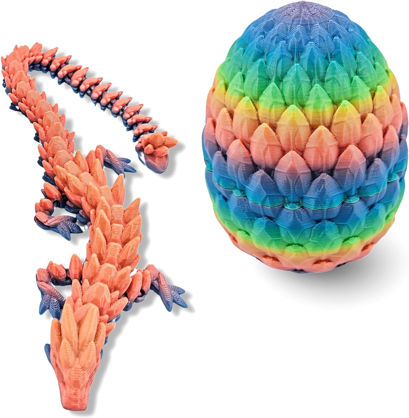 Easter Dragon Eggs 3D Printed Dragon Egg with Dragon Inside Articulated Crystal Dragon Fidget Toy Mystery Easter Suprise Home Office Decor Executive Desk Toys