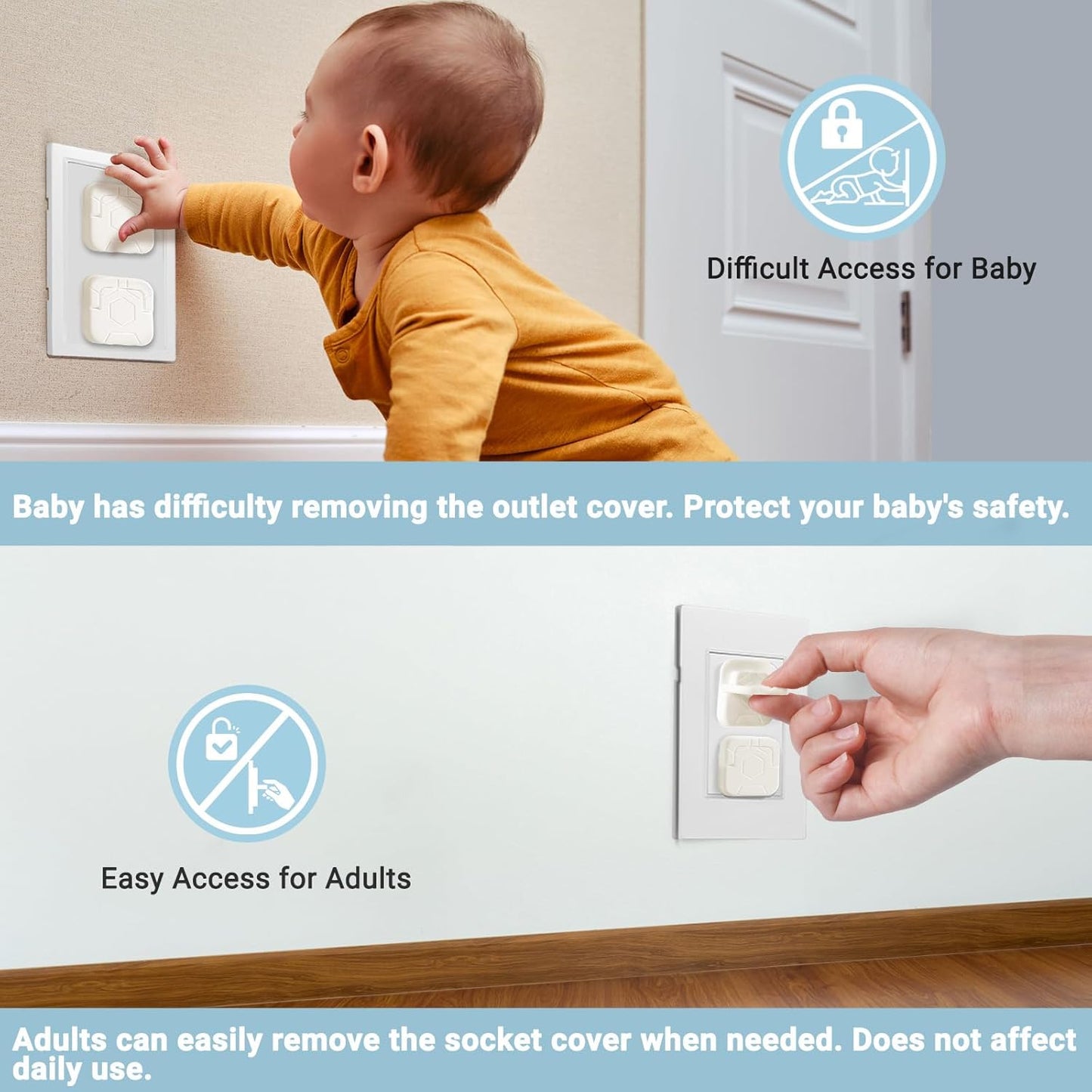 Outlet Covers Baby Proofing, 40 Pack Child Proof Plug Socket Covers Electric Plug Protectors Safety Caps to Prevent Power Shock, for US 3-Prong, Classic