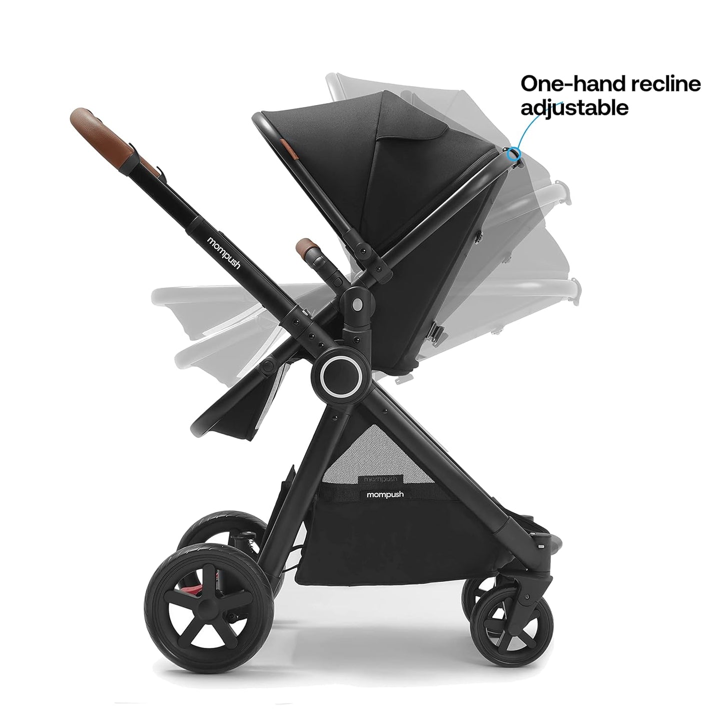 Mompush Ultimate 2 Baby Stroller for Infant and Toddler with Newborn Mode and Reversible Seat, All-Terrain Stroller with All-Wheel Suspension, Includes Car Seat Adapter and Large Storage Basket