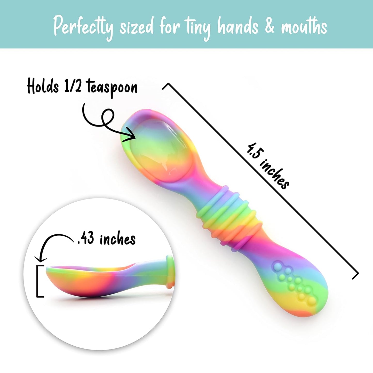 PrimaStella Silicone Chew Spoon Set for Babies and Toddlers - Safety Tested - BPA Free - Microwave, Dishwasher and Freezer Safe