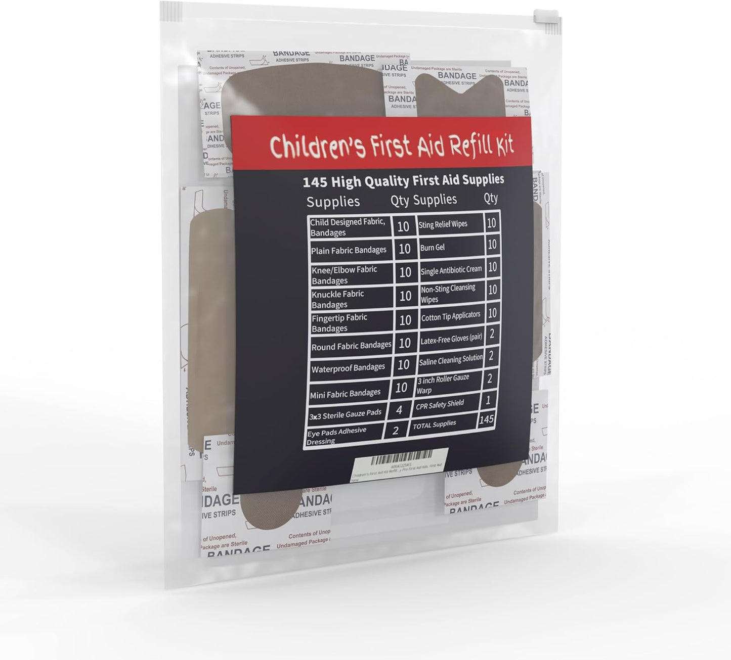 Children's First Aid Kit Refill - Xtra Large Size - 145 First Aid Supplies to Refill 2 Medium First Aid Kits from The Life Safety Pro