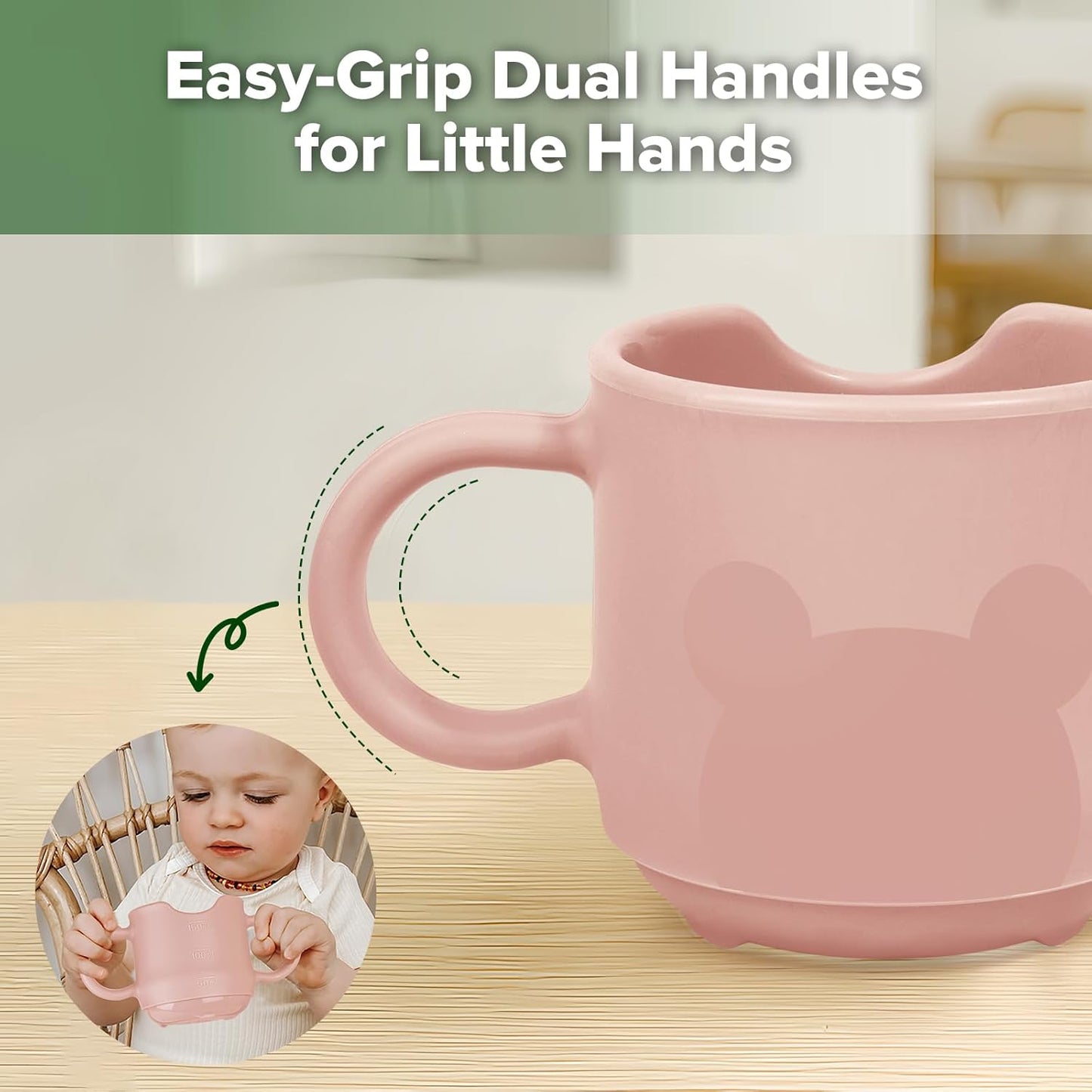 haakaa Silicone Toddler Cups, BPA Free Drop-Proof Training Cups for Baby 6 Months+, 5 Ounce (Blush)