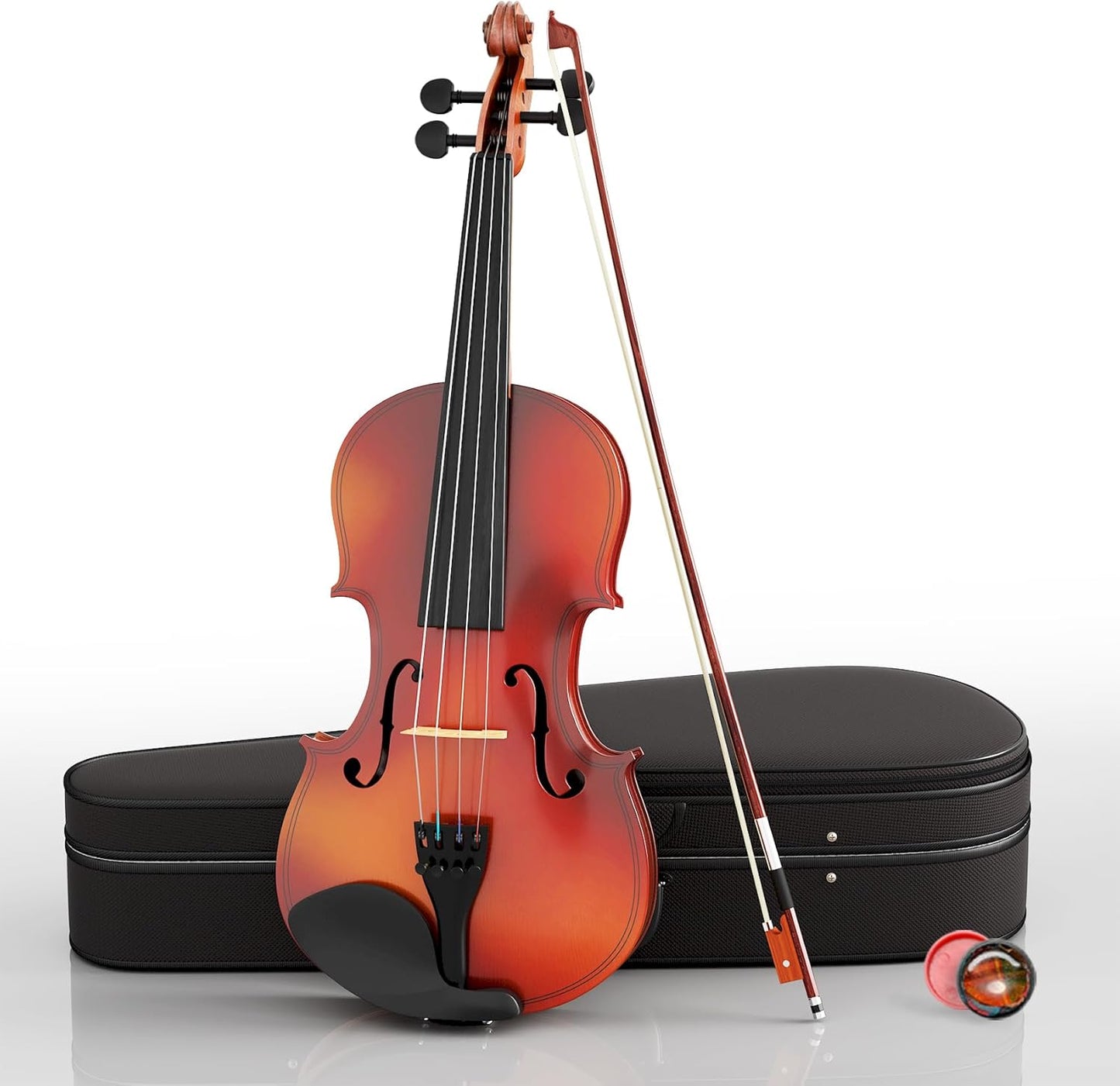 1/8 Beginner Violin Kit, Complete Violin Set with Case, Bow, Rosin, Natural Finish