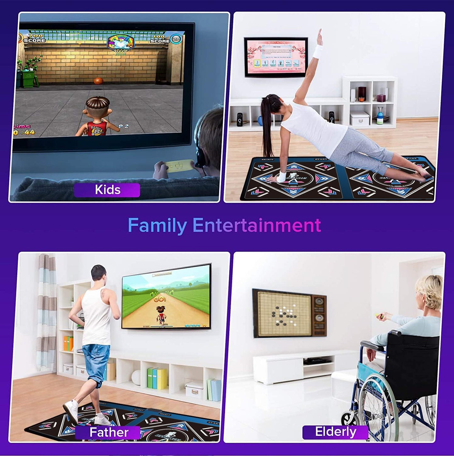 Music Dance Mat for Kids & Adults,Ideal for Fitness Dance Games,899 Games,64GB Memory Card,75 Music Videos,650 Songs.Made of Premium Flannel,for TV use,a Luxurious Gift for Children