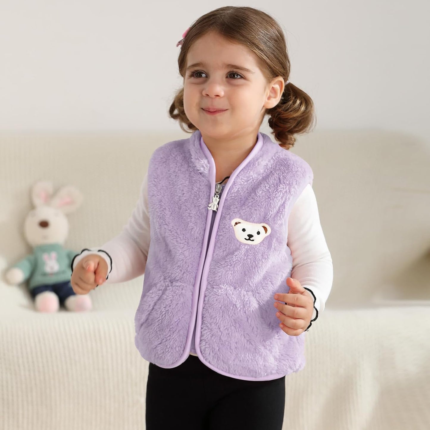 Baby Boys Girls Fleece Vest Zip Up Cute Bear Jackets Fuzzy Fall Winter Warm Clothes Newborn Outwear for Toddler Infant