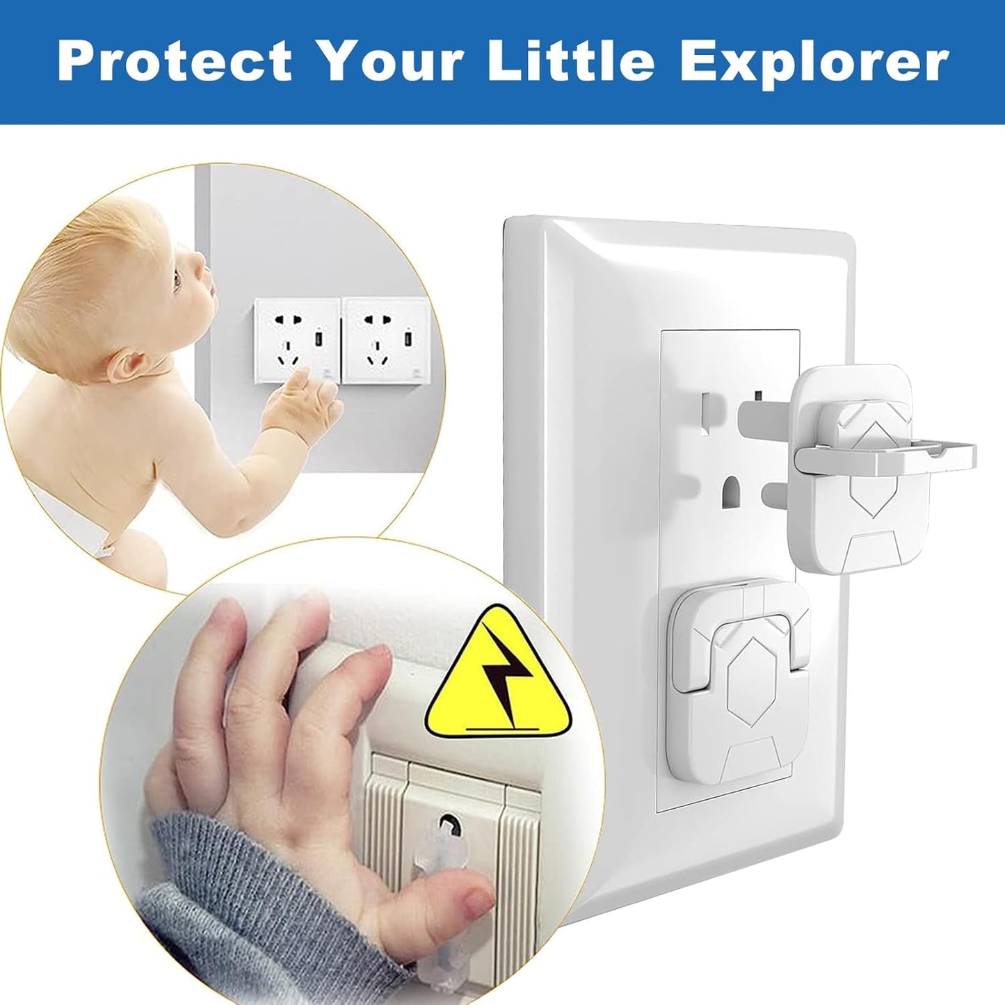 Outlet Covers Baby Proofing Plug - 60 Pack Socket Safety Plug Covers Electrical Outlets Cover Child Proof Protectors for Kids Home Safety 3-Prong Square with Handle Pull White Baby Essentials Items