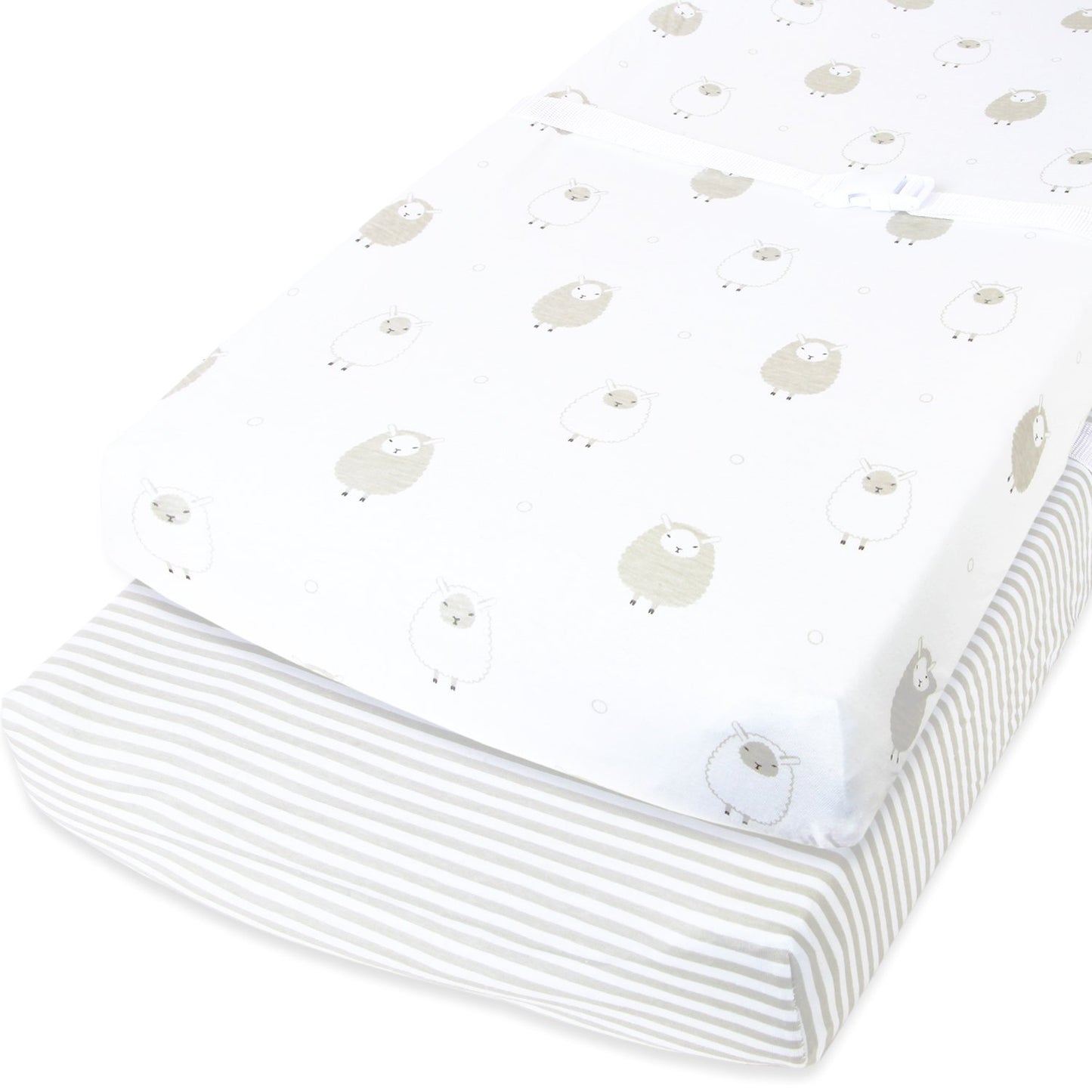 Cuddly Cubs Changing Pad Covers – 2 Pack – Snuggly Soft Plush Cotton Changing Table Covers for Boy, Girl – Fits Perfectly on Summer Infant and Other 16 x 32 Baby Changing Table Pads – Grey Stripes