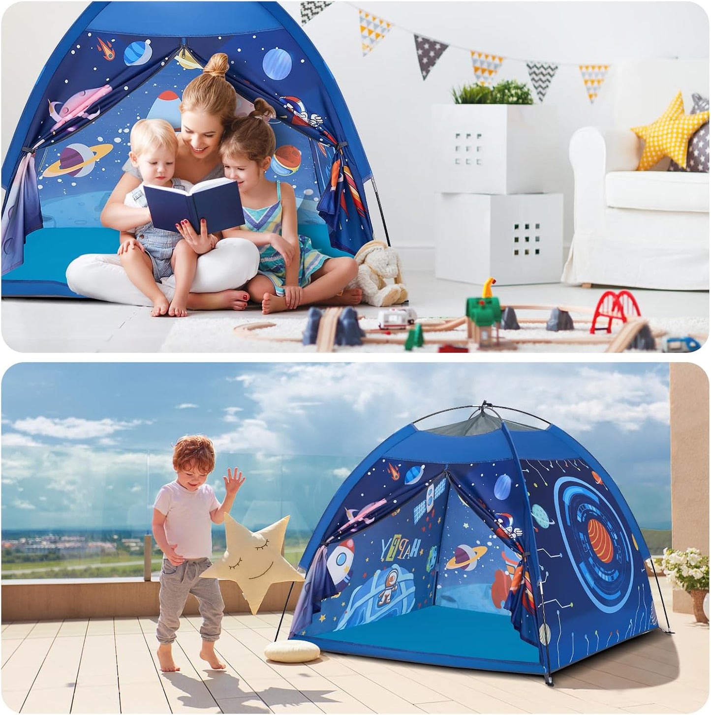 Space World Play Tent Galaxy Dome Playhouse for Boys and Girls Imaginative Play-Astronaut Space for Kids Indoor and Outdoor Fun, Perfect Kid’s Gift- 47" x 47" x 43"