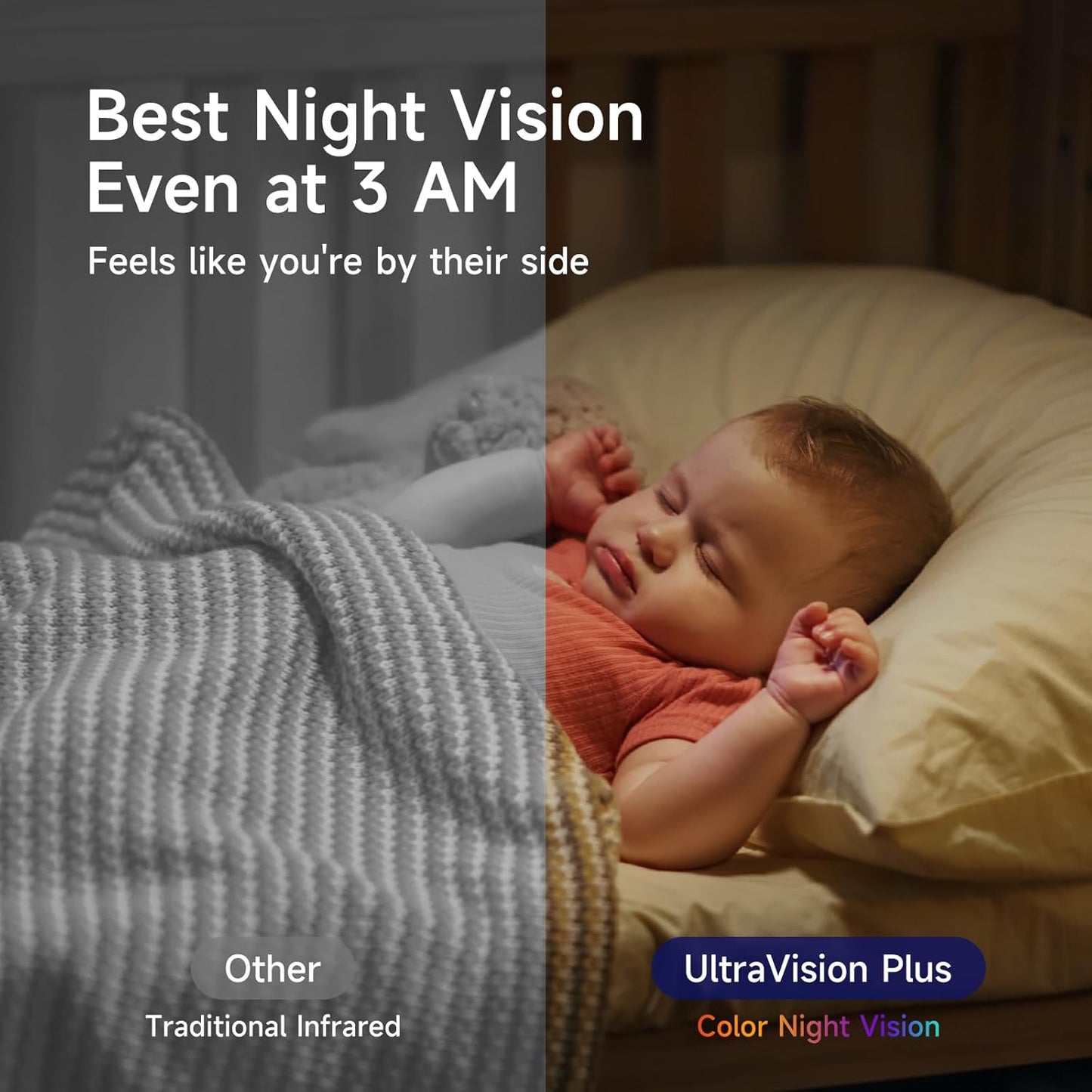 WiFi Baby Monitor with Camera and Audio - 2K Color Night Vision, WiFi Video Baby Monitor - 355° Pan/70°Tilt, AI Motion/Cry/Temp/Humidity Alerts, 2-Way Audio, App for 20 Users, 8 Lullabies