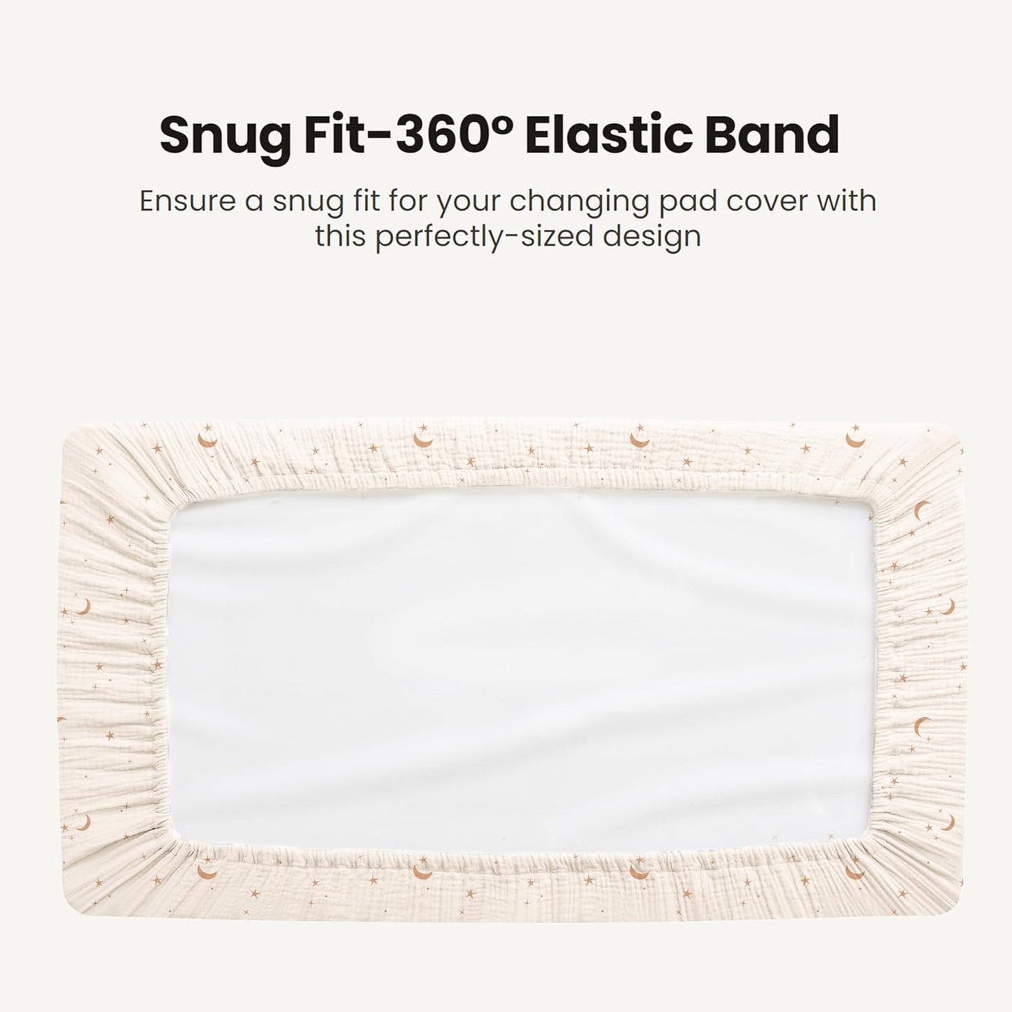 Konssy Waterproof Muslin Changing Pad Cover 2 Pack, Quilted Cotton Fitted Diaper Changing Table Cover, Soft Changing Pad Sheets for Girls Boys (Coffee Check,Moon)