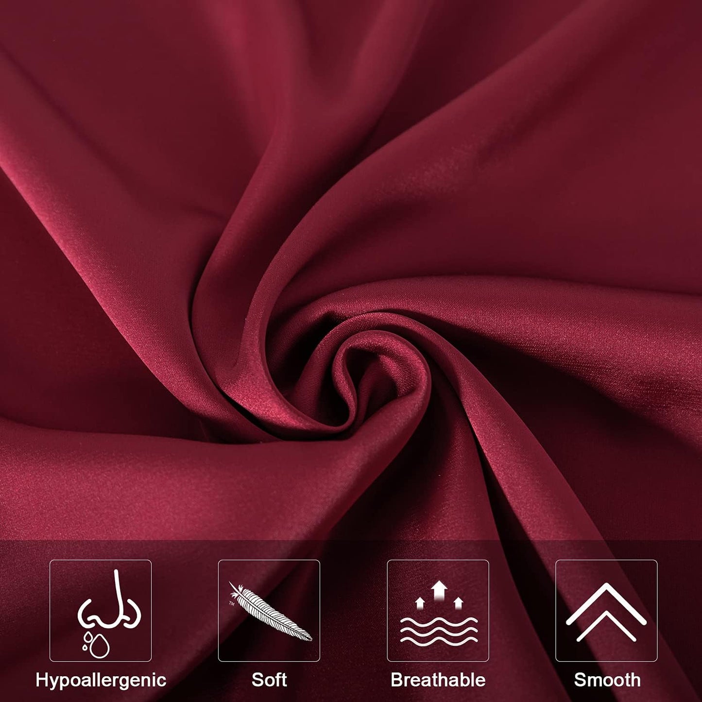 Mulberry Silk Pillowcase for Hair and Skin,Standard Size Cooling Silk Pillow Case with Hidden Zipper,Allergen Proof Dual Sides Soft Breathable Smooth Silk Pillow Cover for Women(Standard,Dark Red)