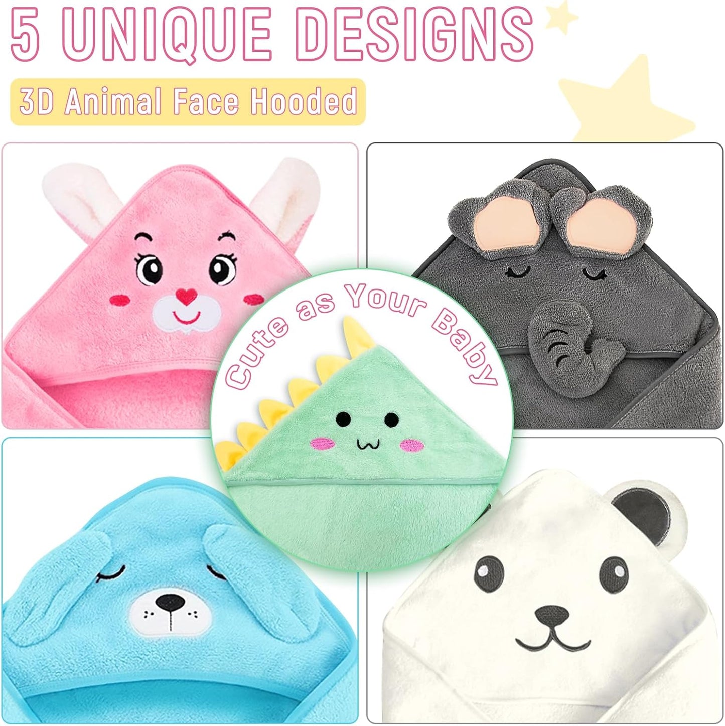 Personalized Baby Towels Hooded with Name, Custom Toddler Bath Towel with Hood for Girl Boy, Warm Swaddle Blanket, Customized Newborn Gifts - Printed (White Bear)