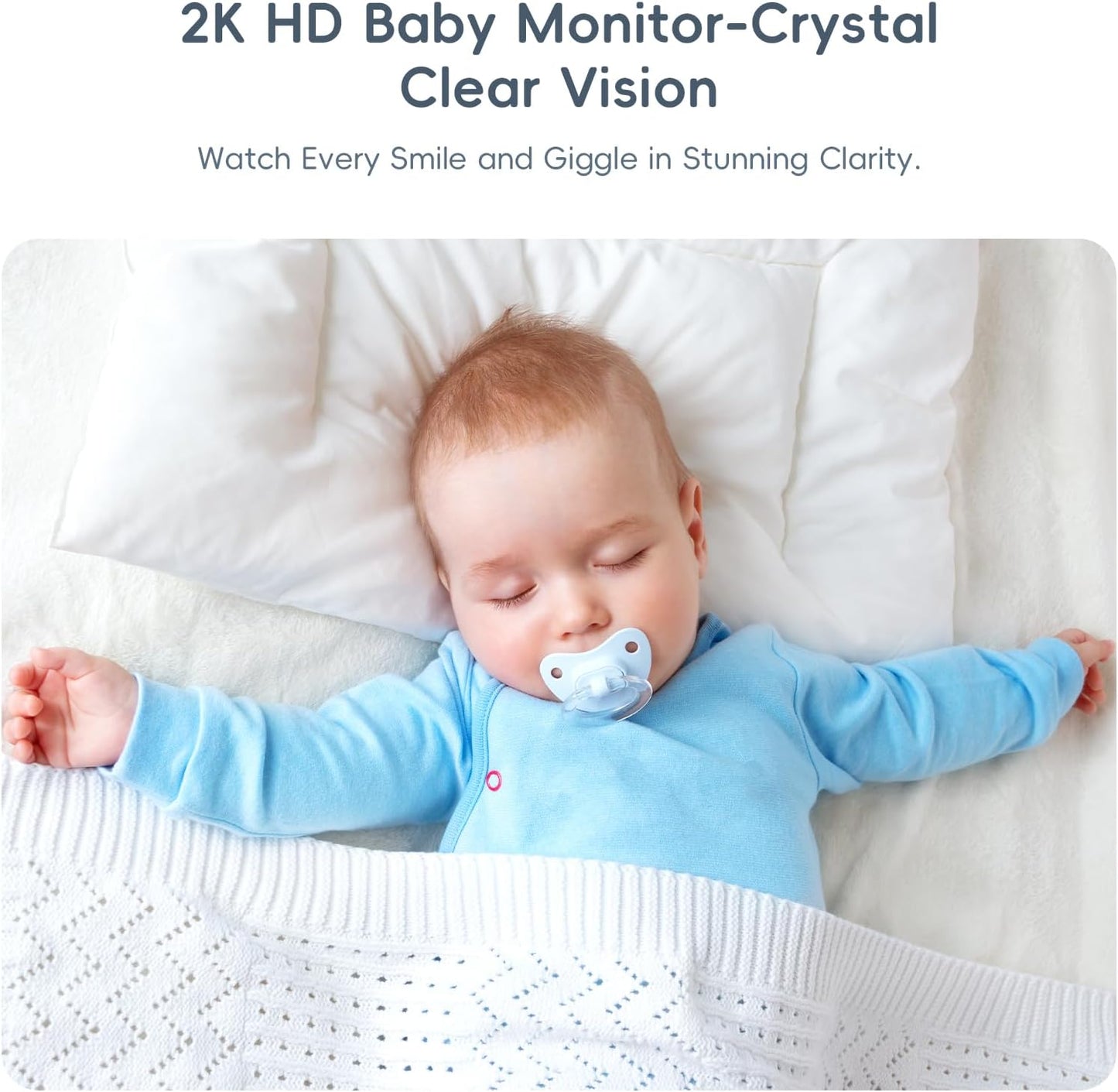 Baby Monitor with Camera and Audio, 2K HD Smart Video Baby Camera WiFi 5" Screen, Night Vision, Temp Humidity Sensor, 2 Way Talk, Lullaby, Sleep Mode, Cry Detection, 1000ft Range, App Control