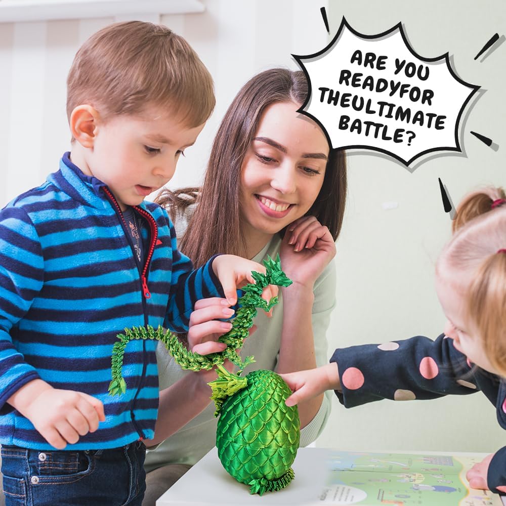 3D Printed Dragon Egg, Mystery Crystal Dragon Egg Fidget Toys Surprise, Articulated Crystal Dragon Eggs with Dragon Inside (Laser Yellow Green)