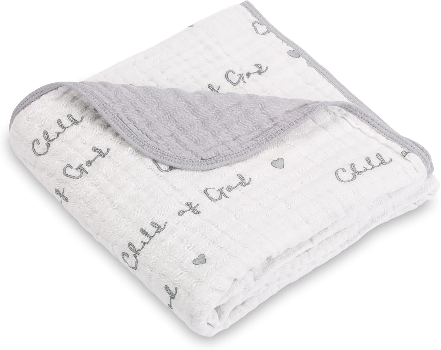 LollyBanks Muslin Baby Blanket 100% Organic Cotton, Muslin Quilt Lightweight, Toddler Blanket for Boy and Girl, 6 Layers Baby Blankets 47"x 47", Nursery Receiving Blankets (Christian Baby)