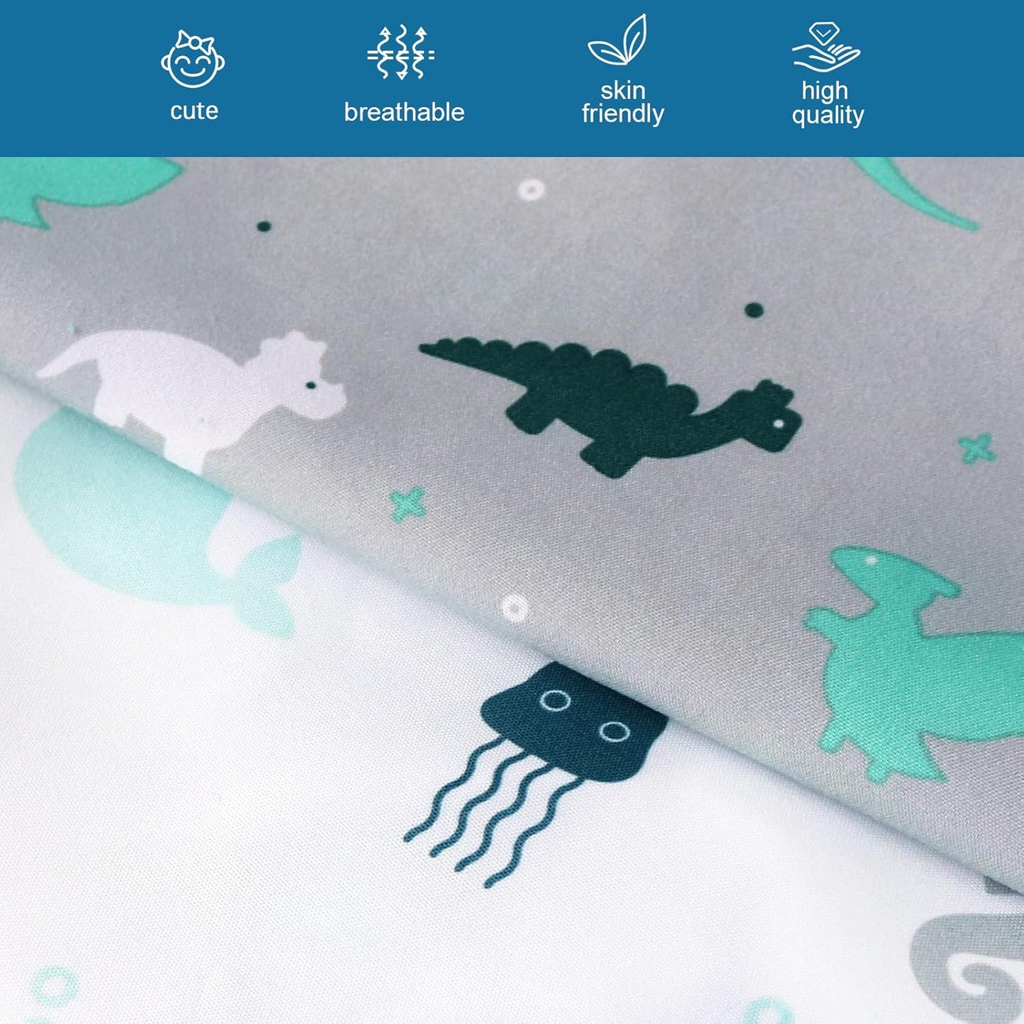 Changing Pad Cover for Boys Girls 4 Pack, Comfy & Breathable Changing Table Cover for 32''x16" Changing Table Pads, Diaper Changing Pad Cover, Dinosaurs & Ocean