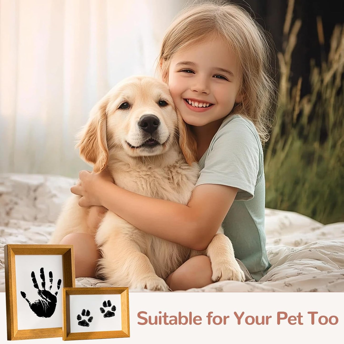 6" x 4" Large Size Baby Inkless Handprint and Footprint Kit with 4 Ink Pads and 8 Imprint Cards by PChero, Ideal for Family Keepsake Newborn Registry Baby Shower Present (Ink Area: 4.9" x 3.14")