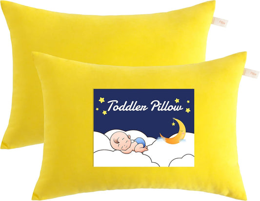 NTBAY Toddler Pillows, Down Alternative 13"x18" Pillows, Machine Washable - Soft and Breathable Travel Small Pillow for Sleeping, Ideal for Daycare, Crib, Cot, Yellow