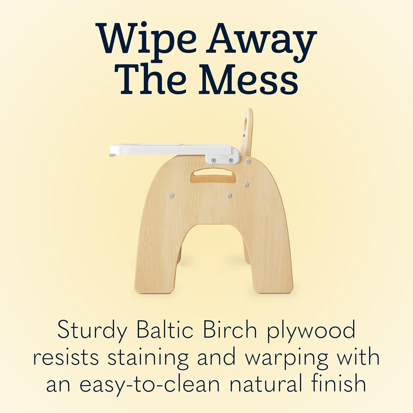 Foundations Easy Serve Low Wood Feeding Chairs Multipack, Adjustable Harness, Removable Dishwasher Safe Tray, No-Tip Base, Stackable Toddler Chairs, 2 Pack (5 inch)