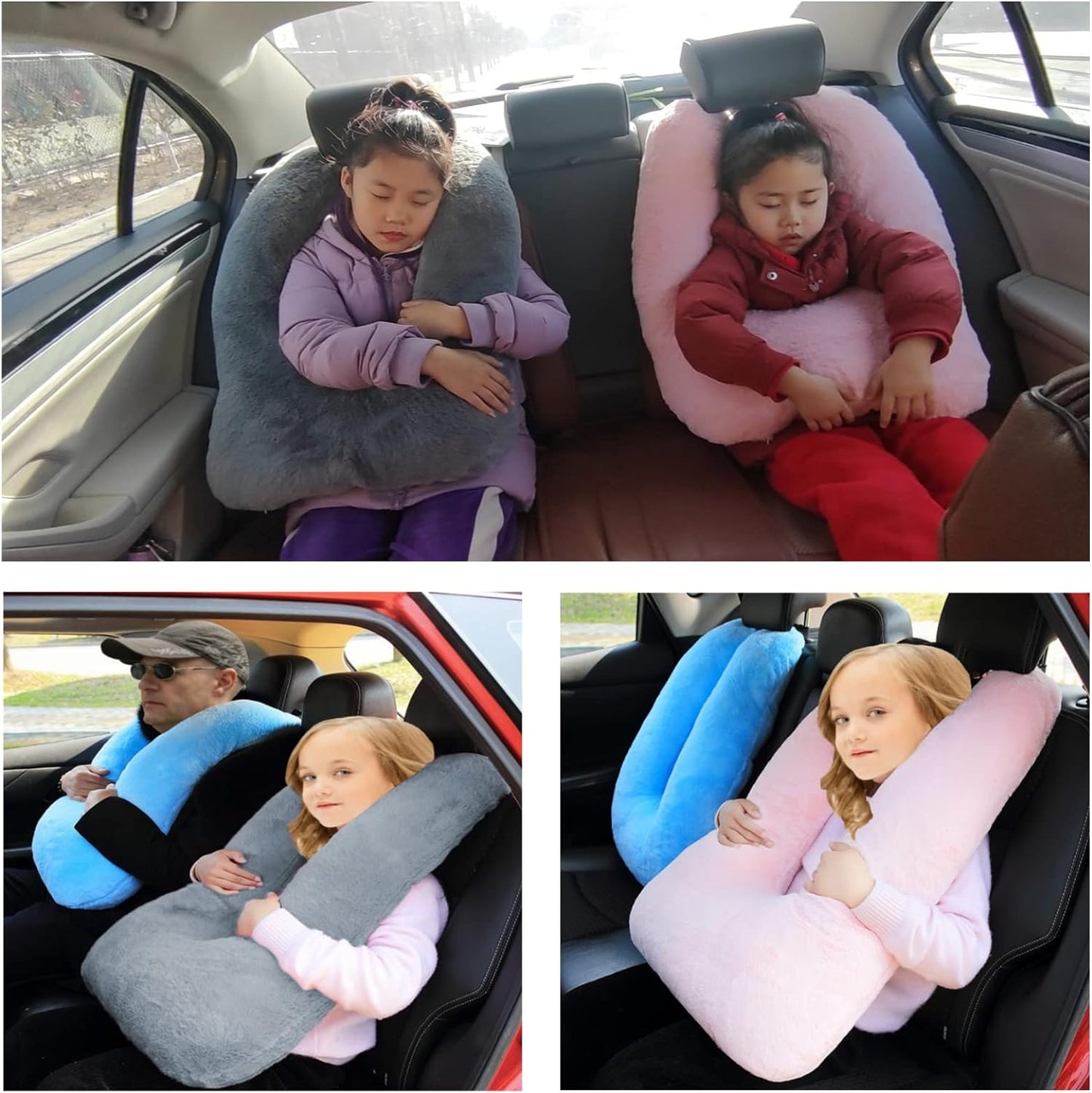 Travel Pillow Car Pillow Kid Car Sleeping The Sleeping Aid for Adults and Kids on Road Trips Kids Travel Pillow Red