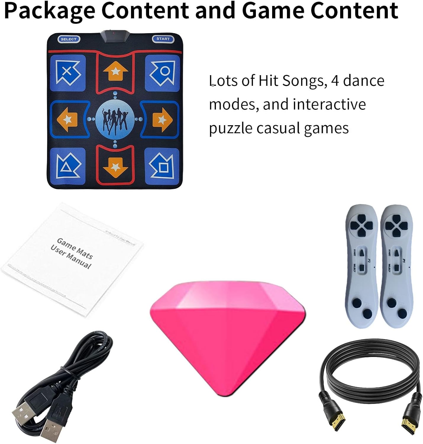 Dance Mat for Kids and Adults, Electronic Dance Pad for TV, Soft Dancing mat for Exercise & Games,Plug & Play,Birthday Gifts Ideas,Gifts for Girls & Boys Ages 3+,Single mat