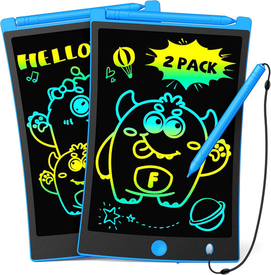 TEKFUN 2 Pack LCD Writing Tablet with Stylus, 8.5in Erasable Doodle Board Mess Free Drawing Pad for Kids, Car Trip Educational Toys Birthday Christmas Gift for 3 4 5 6 7 Girls Boys (2*Blue)