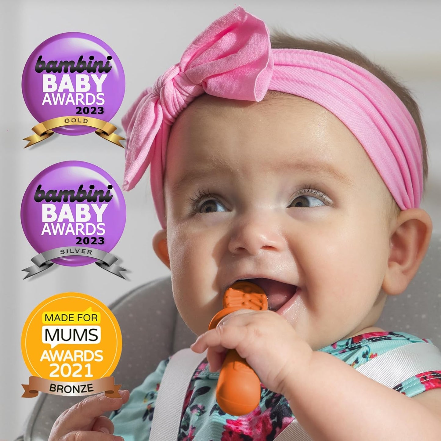 TalkTools ITSY Tiny Silicone Spoons – Twin Pack Soft Silicone Self-Feeding Training Spoons for Kids & Toddlers, Anti-Choking Flange Guard and Non-Slip Handle (Tangerine)