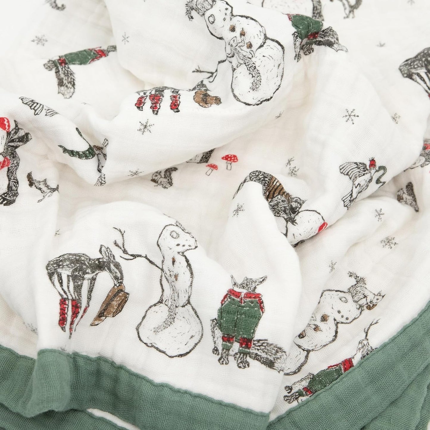 Little Unicorn Premium Quilted Throw | Super Soft, Multi-Layered Muslin XL Blanket| Great for Kids & Families (Snow Day)