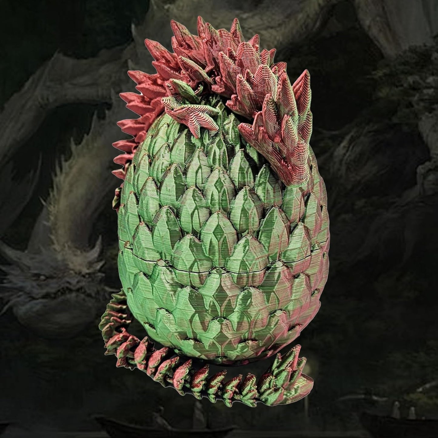 Easter Dragon Eggs 3D Printed Dragon Egg with Dragon Inside Articulated Crystal Dragon Fidget Toy Mystery Easter Suprise Home Office Decor Executive Desk Toys