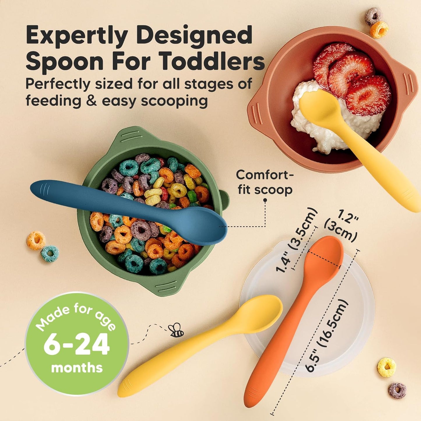 KeaBabies Silicone Baby Spoons, Self Feeding 6-12 months - 3-Pack Baby Weaning Eating Utensils, Toddler First Food Training Spoon, Infant, Kids Feeding Supplies Essential Set,Dishwasher-safe (Valiant)