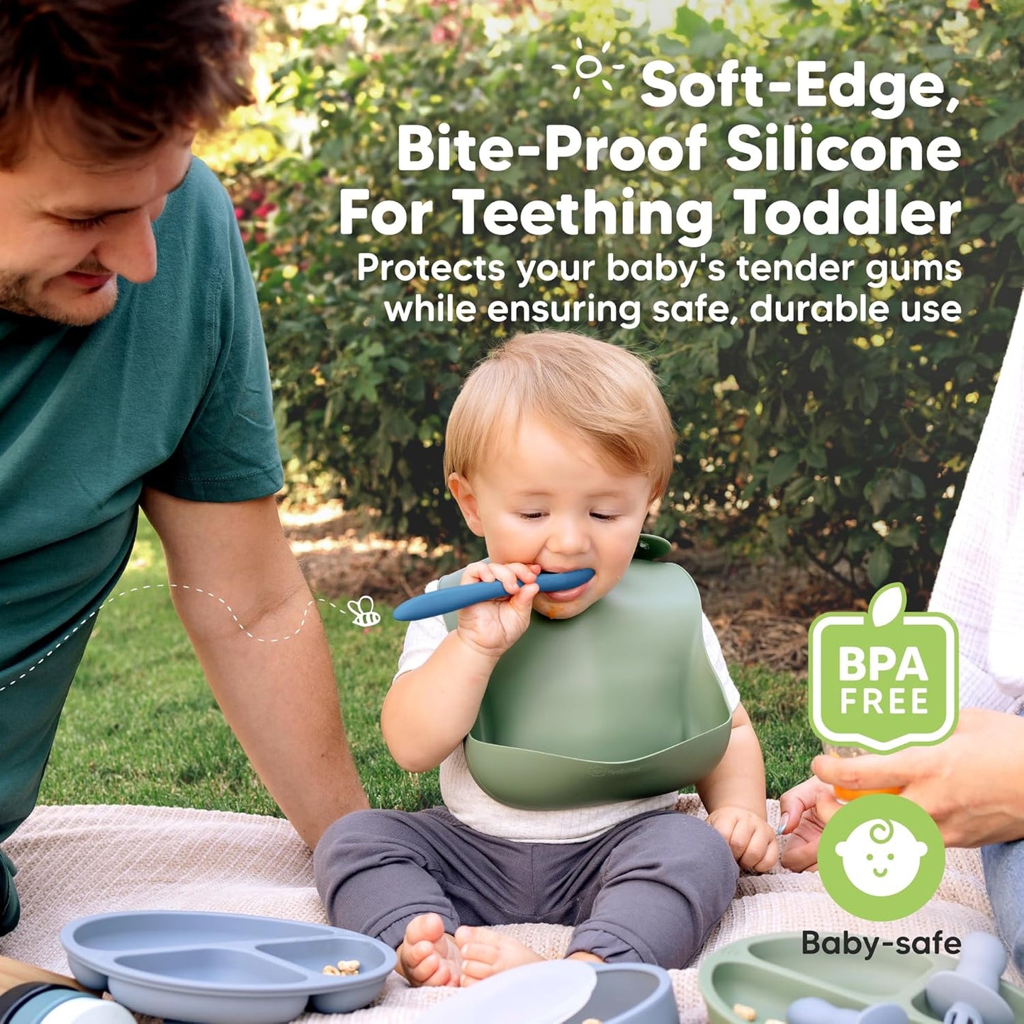 KeaBabies Silicone Baby Spoons, Self Feeding 6-12 months - 3-Pack Baby Weaning Eating Utensils, Toddler First Food Training Spoon, Infant, Kids Feeding Supplies Essential Set, Dishwasher-safe (Kea)