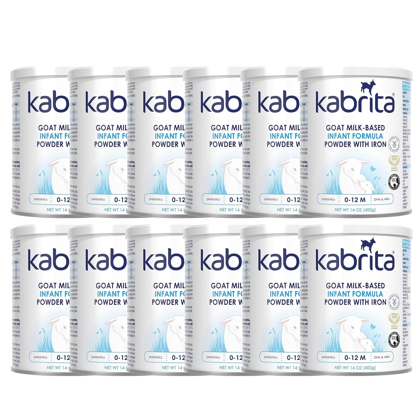 Kabrita Goat Milk Infant Formula - Easy to Digest Baby Formula 0-12 Months - Contains Prebiotics, Iron, DHA, Non-GMO - Gentle on Sensitive Tummies - Formula Supporting Gut Health & Sleep - 14oz (Pack of 12)