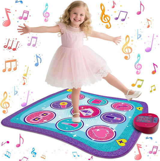 Kids Dance Mat Game Toy for Girls & Boys Ages 3-12, Interactive Electronic Rhythm Dance Step Pad with Built-in Music, Adjustable Volume & Fun Light-Up Steps, Perfect Birthday & Holiday Dance Game Gift