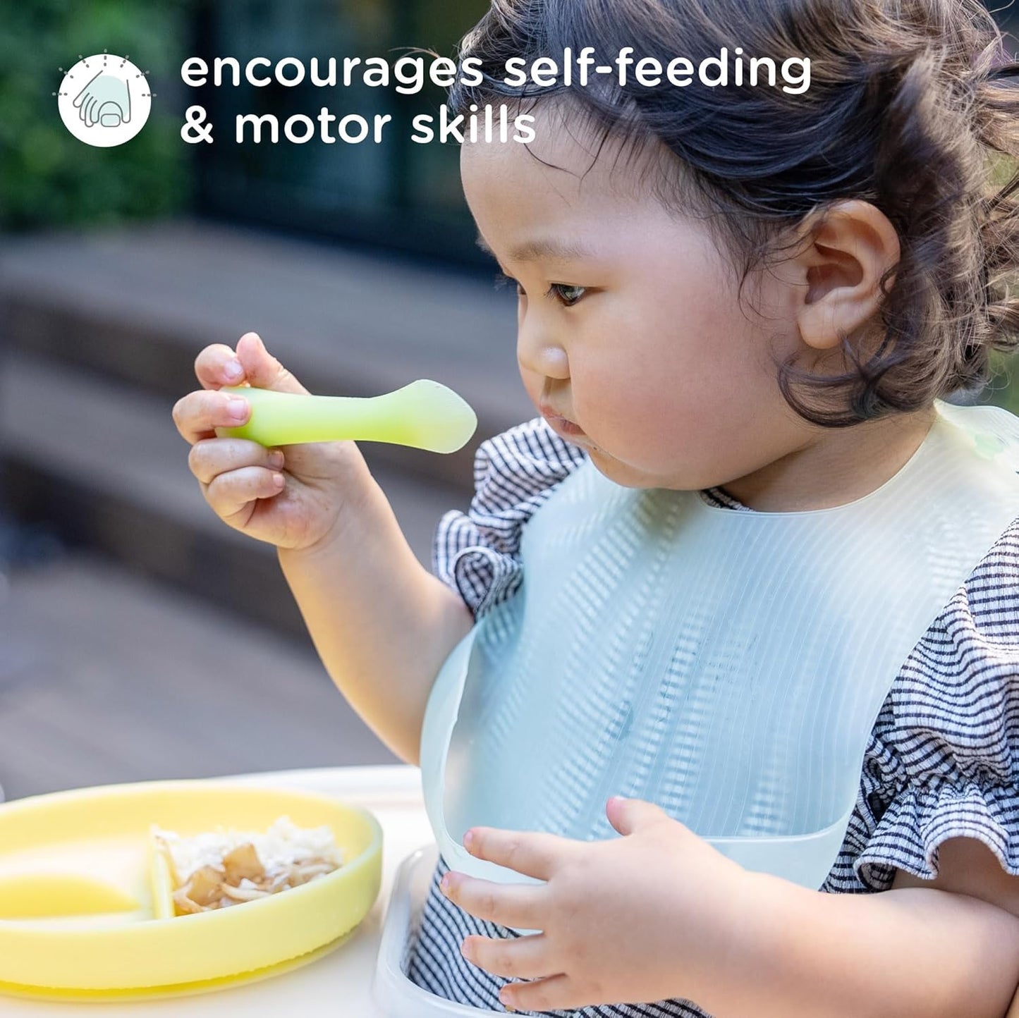 Olababy 100% Silicone Soft-Tip Training Spoon for Baby Led Weaning 2pack (Lemon/Lilac)