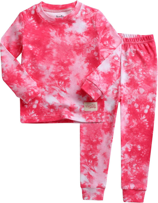 VAENAIT BABY 12M-12Y Toddler Kids Boys Girls 100% Cotton Marbling Tiedye Sung Fit Sleepwear Pajamas 2pcs Pjs Set