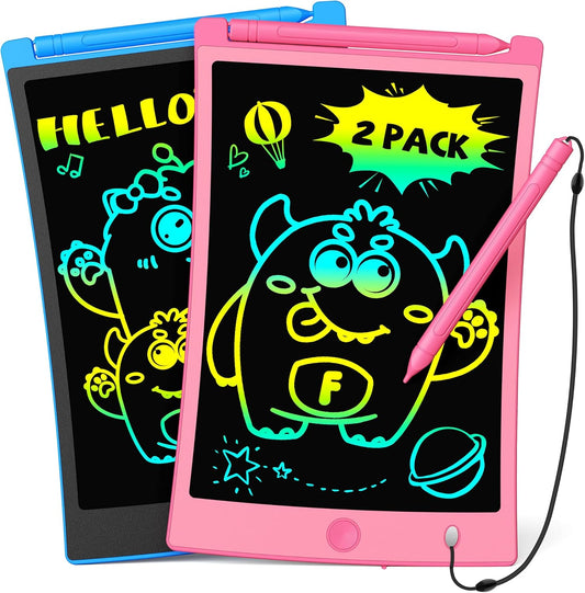 TEKFUN Kids Toys, 2Pcs LCD Writing Tablet with 4 Stylus, 8.5in Erasable Doodle Board Mess Free Drawing Pad for Kids, Car Trip Educational Toys Birthday for 3 4 5 6 7 Girls Boys