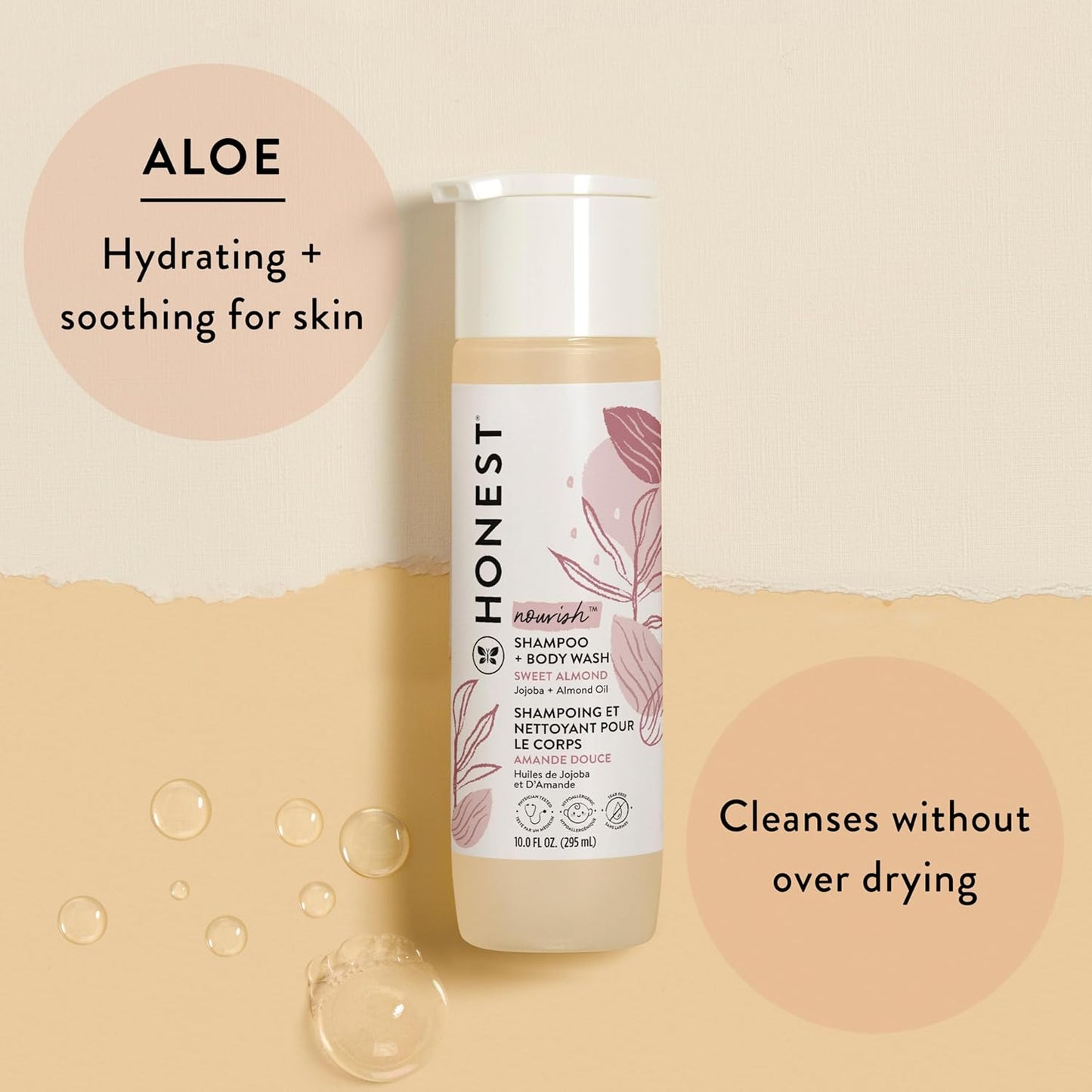 The Honest Company 2-in-1 Cleansing Shampoo + Body Wash and Face + Body Lotion Bundle | Gentle for Baby | Naturally Derived | Sweet Almond Nourish, 18.5 fl oz