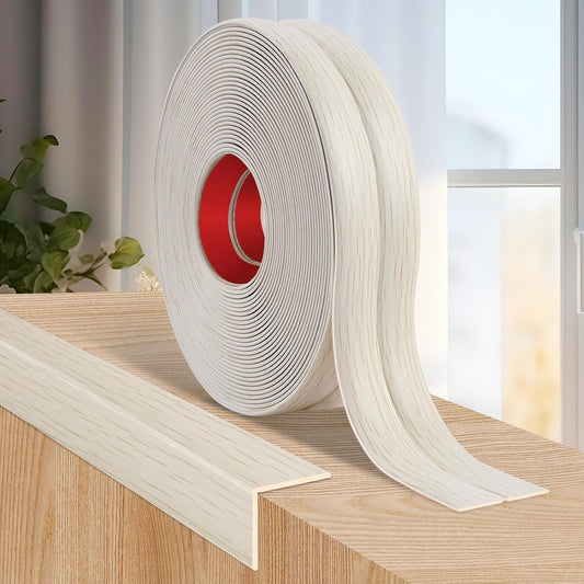 Flexible Wall Corner Protector Moulding Trim Peel and Stick Wall Corner Guards Edge Protector Self Adhesive Molding Trim Strip for Edge Ceiling (Beige Wood Grain, 0.8 in x 10 Ft)